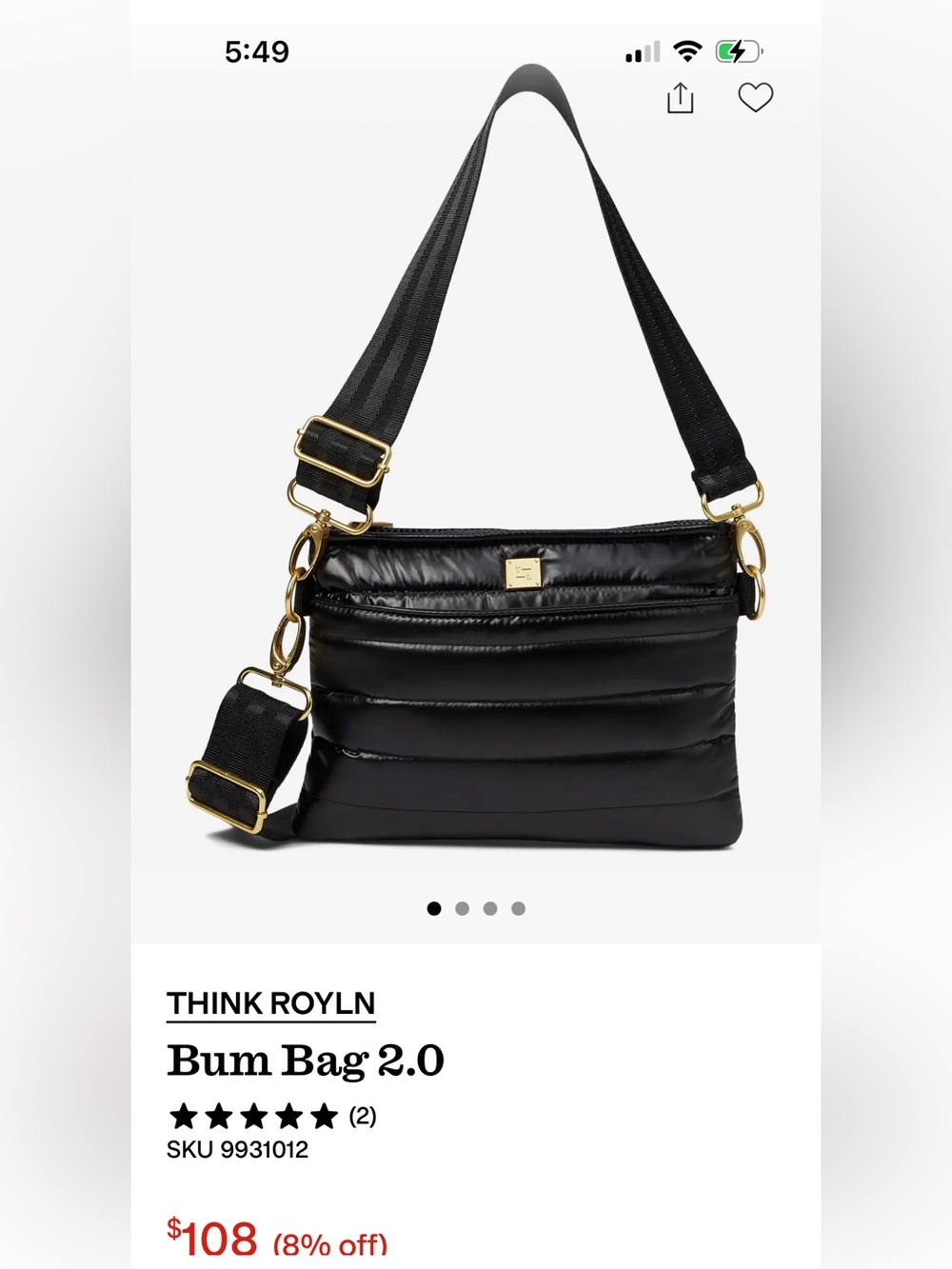 THINK ROYLN Black Quilted Crossbody Bum Bag 2.0